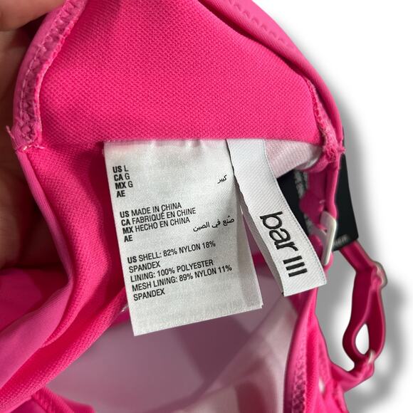 NEW Bar III Hot Pink One Piece Monokini Swimsuit Size Large Cut Out Beach Swim - Picture 9 of 9